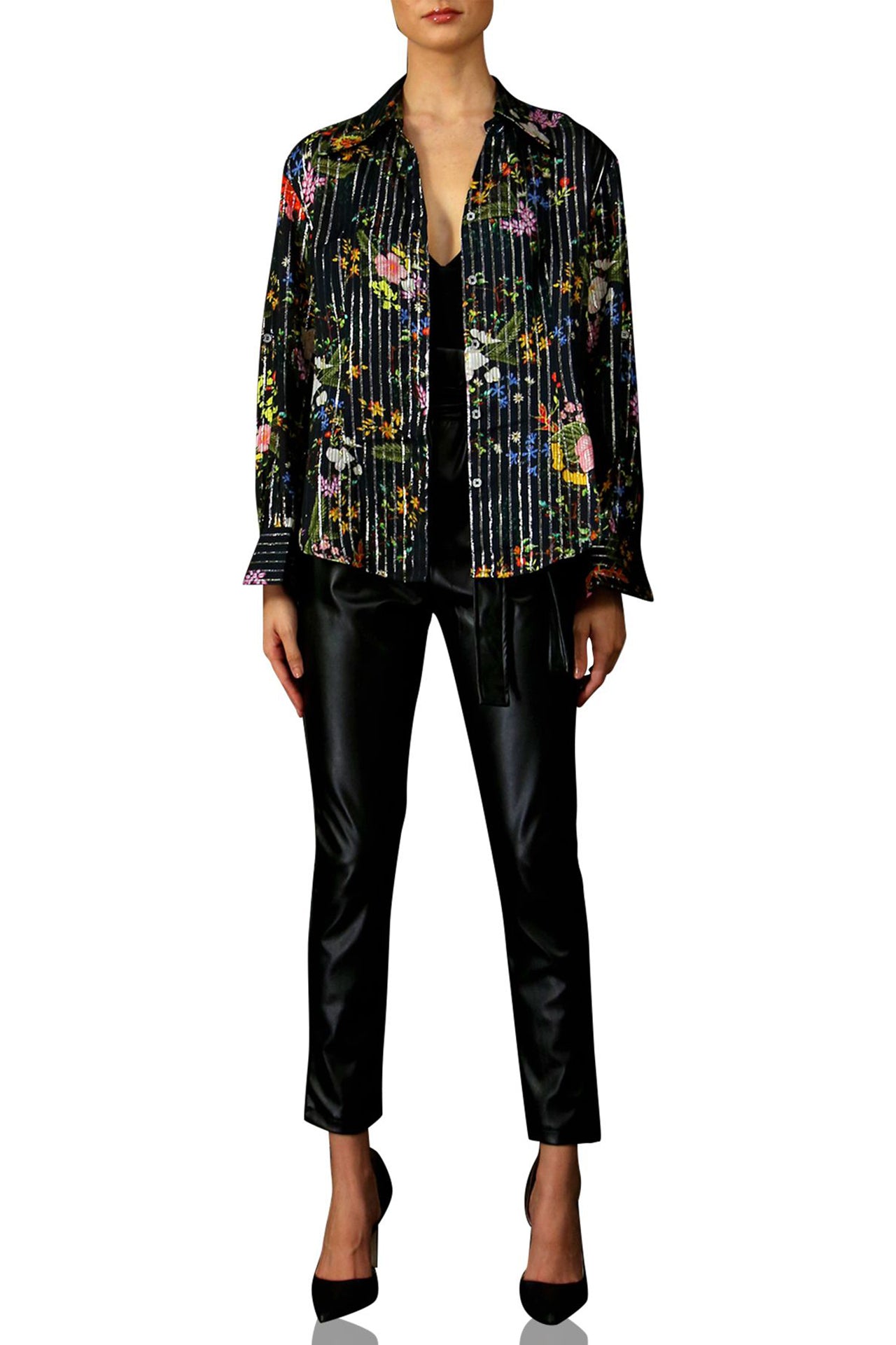 Designer Bird Print Shirt black shirts for women Kyle X