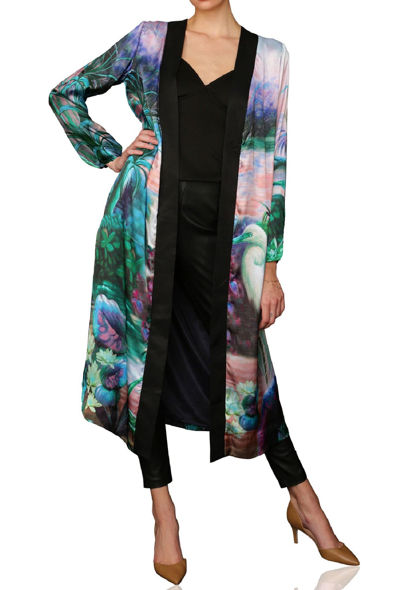 Designer Silk Robes For Women Printed Kimono Kyle X Shahida Kyle