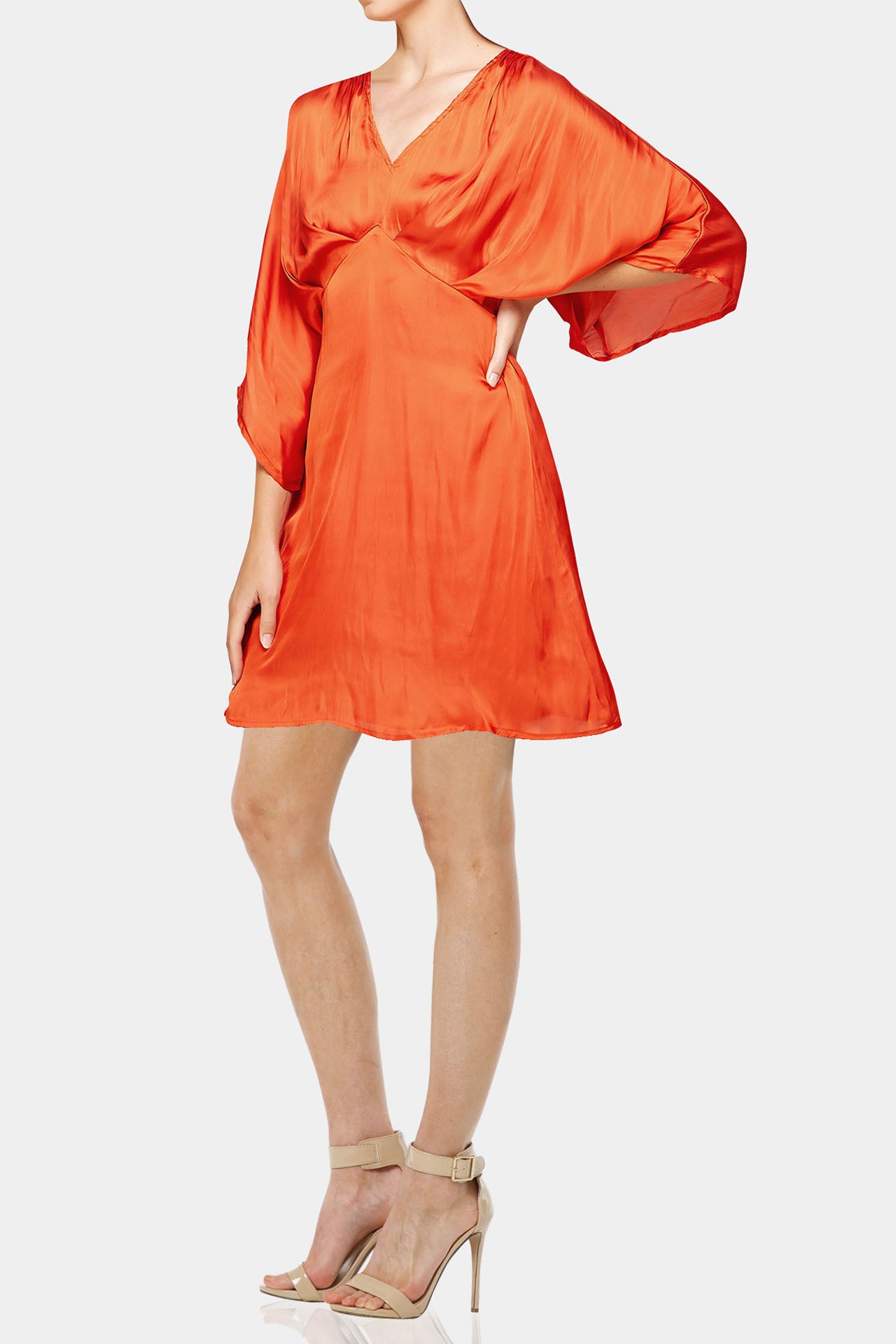 satin orange mini dress Meadow Satin Mini Dress - Orange