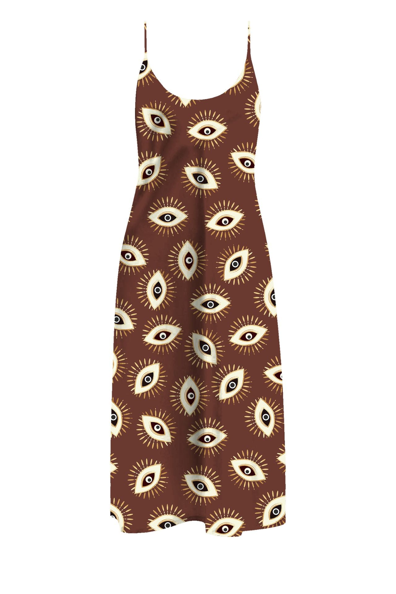 Midi Slip Dress in Brown