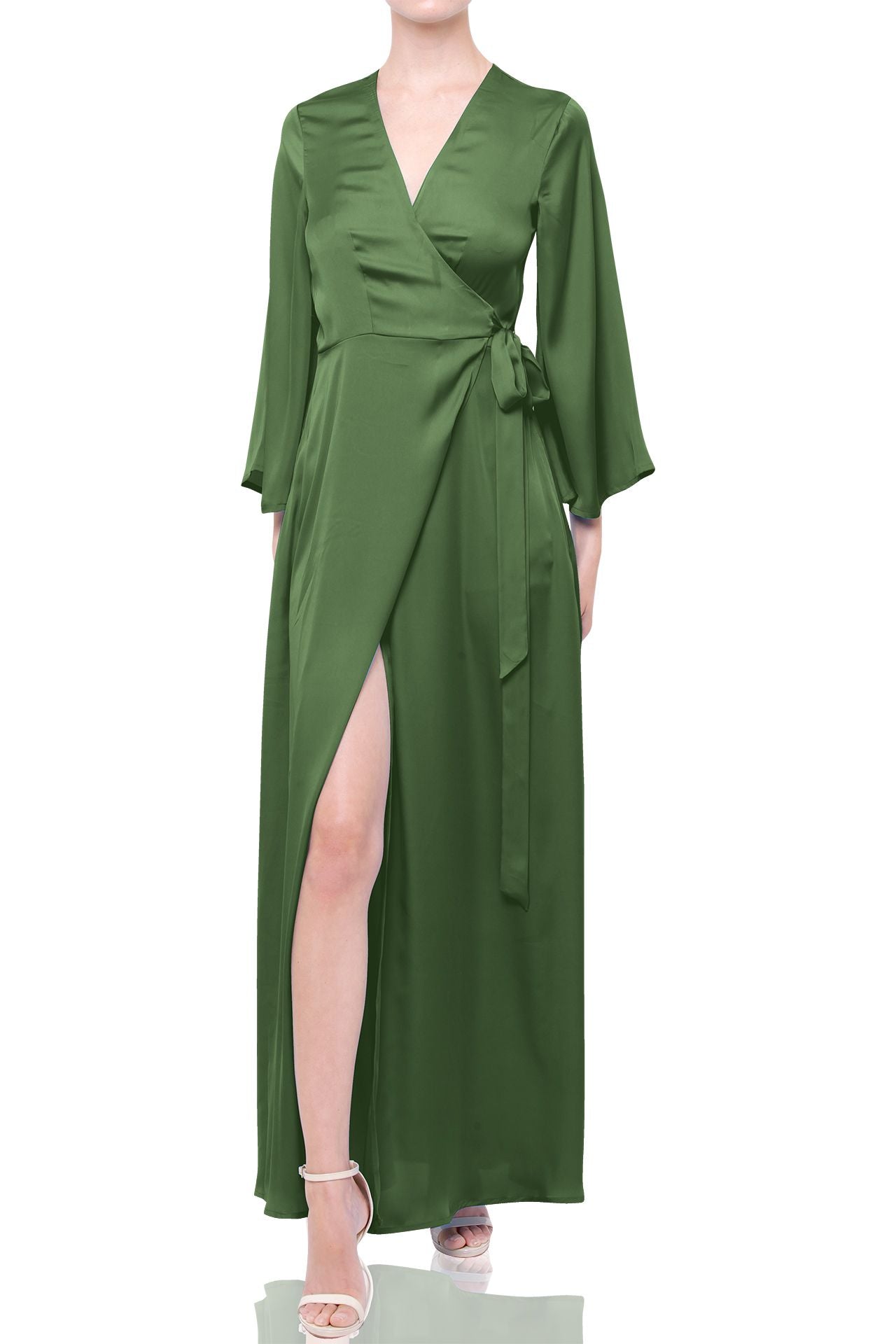 2022 Topseller Designer Full Sleeve Maxi Wrap Dress in Solid Loden Frost –  Kyle x Shahida