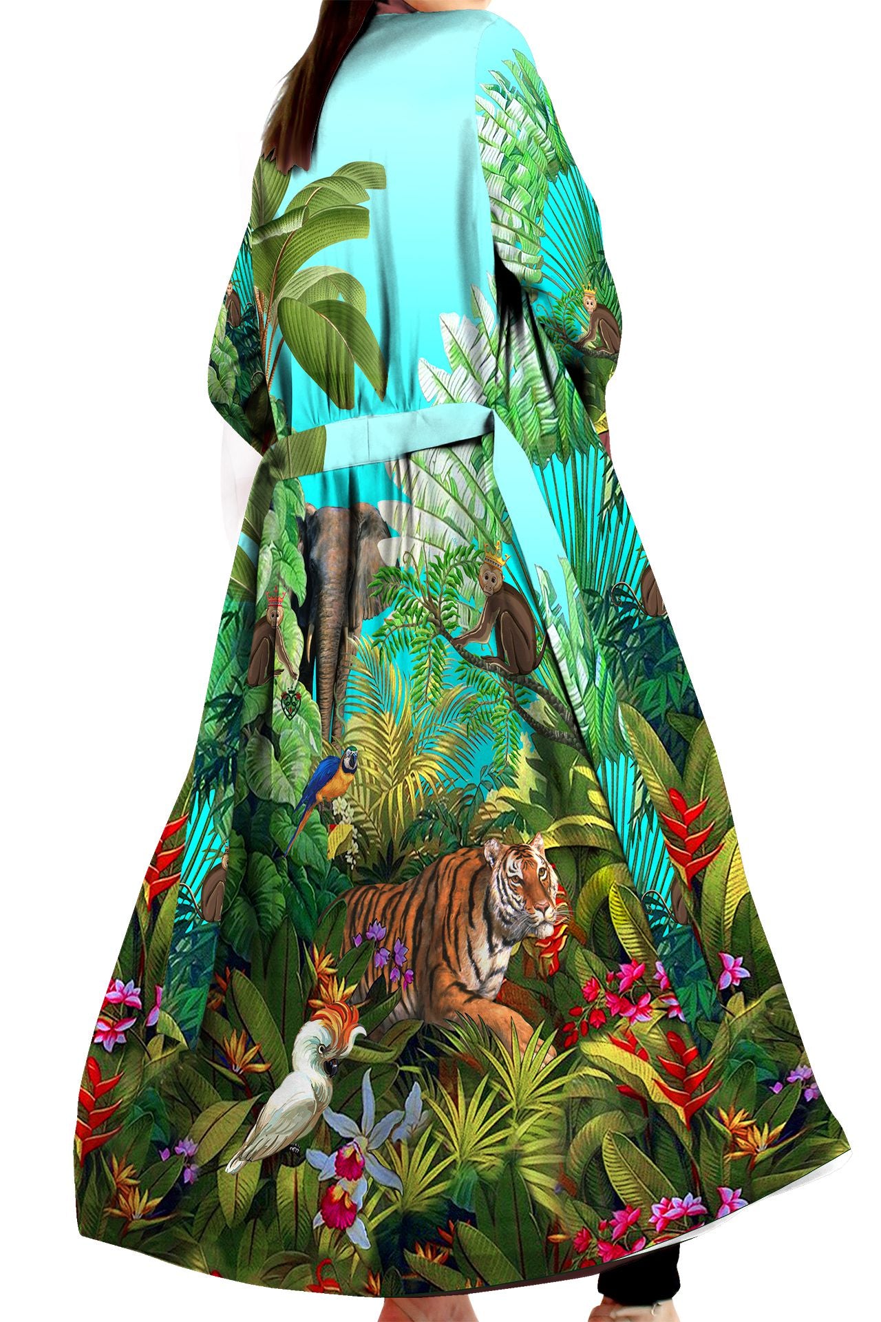 Jungle Print Kimono Robe Dress