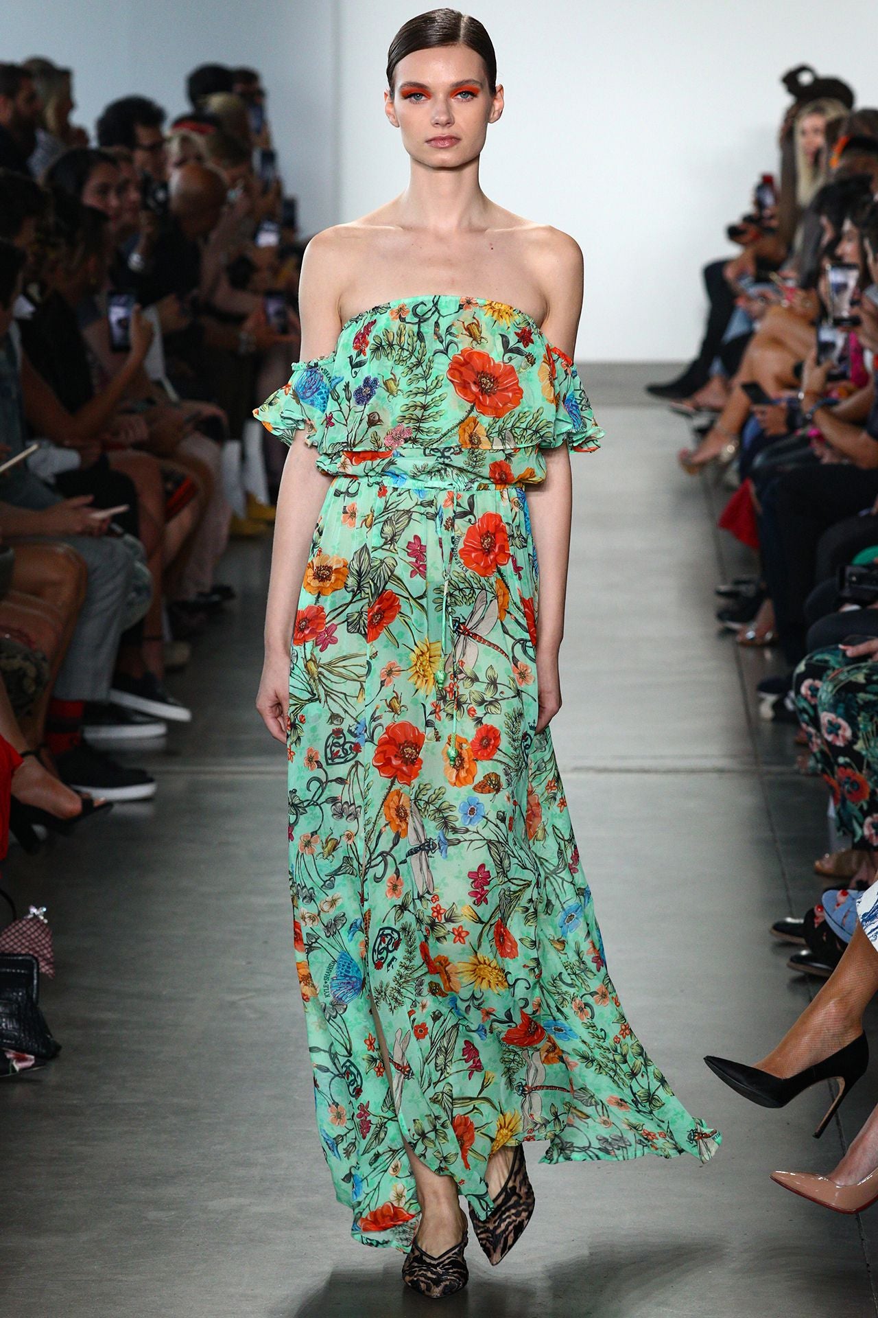 maxi dress runway PatBO Gal Embroidery Peplum Maxi Dress