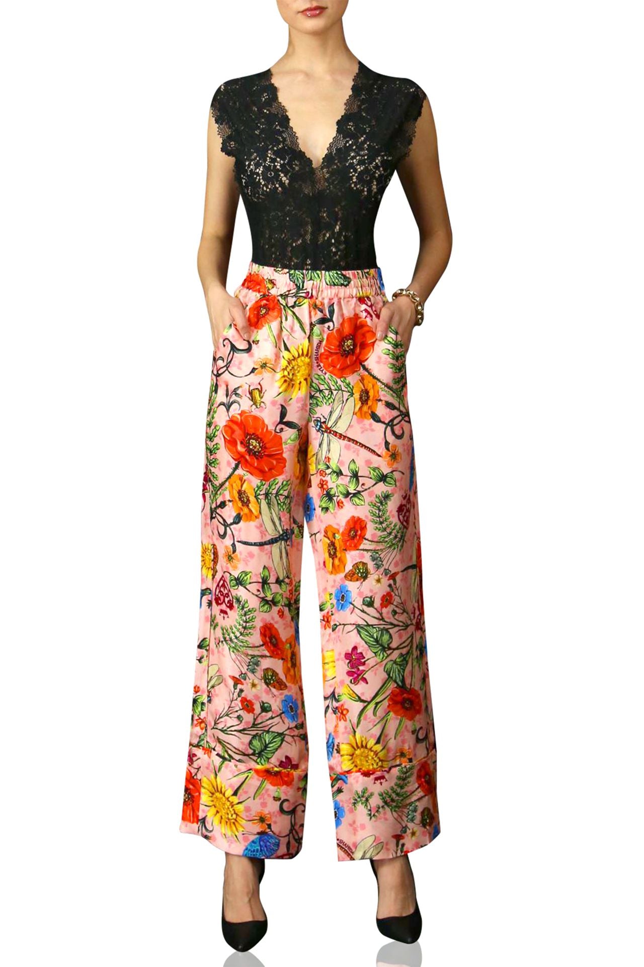 Floral Print Straight Fit Pants