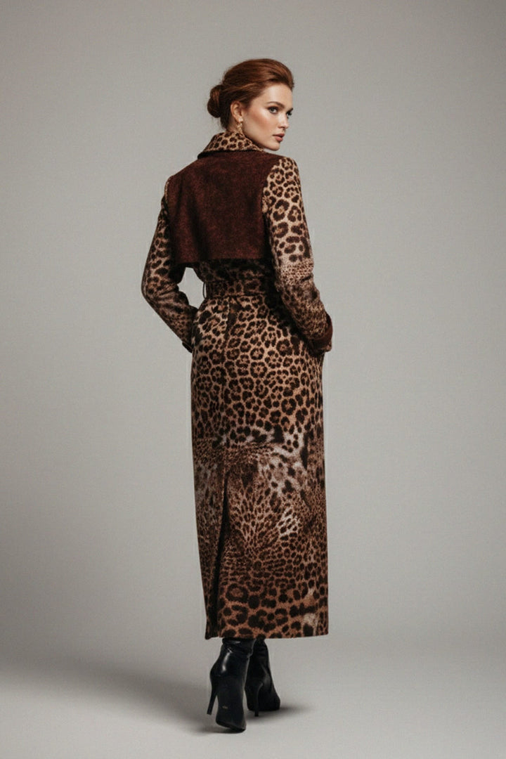 Animal Print Trench Coat for Women, Shahida,