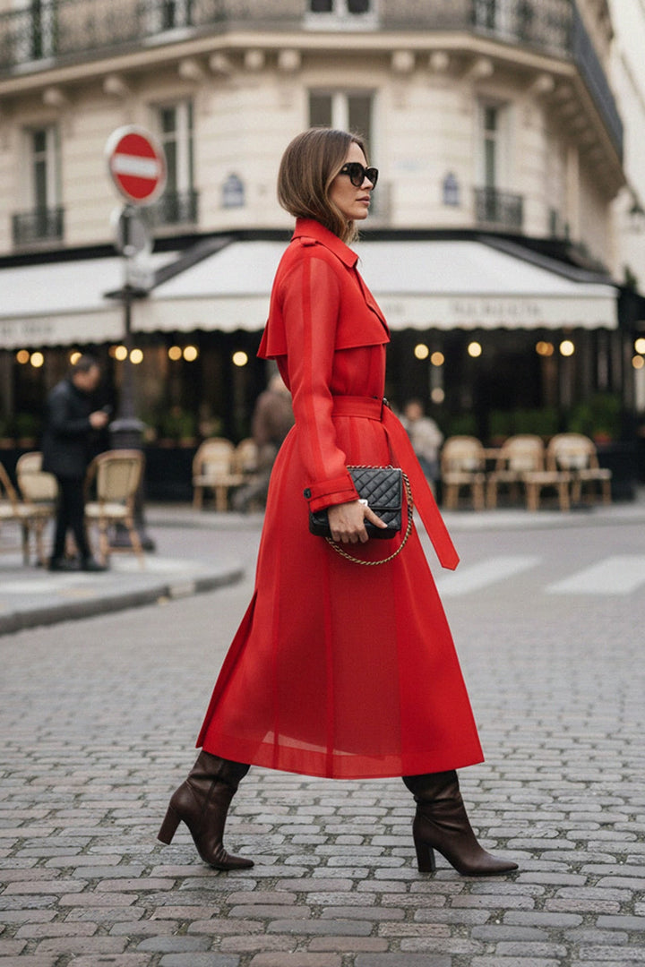 Shahida Parides,
lightweight fall coat for layering,
how to style a maxi trench coat,
long tailored coat with waist belt,