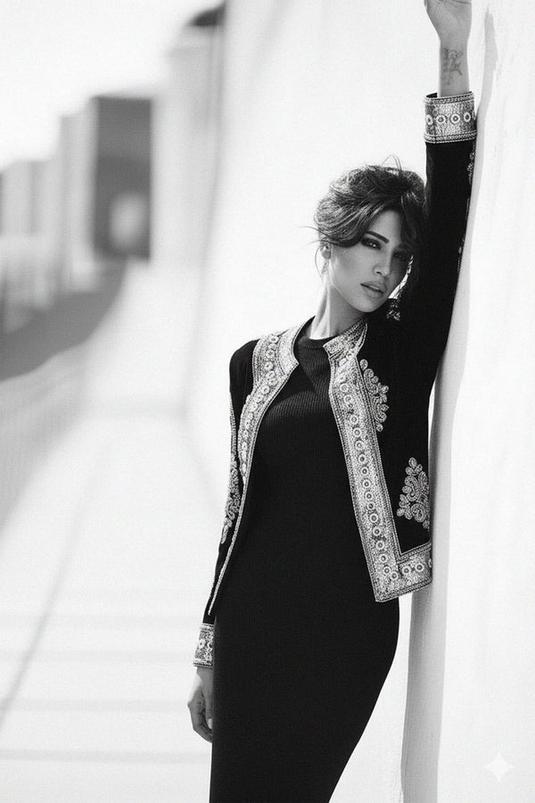 Tailored Black Velvet Jacket for Parties, Kyle X Shahida,
Statement Velvet Jacket for Formal Occasions,