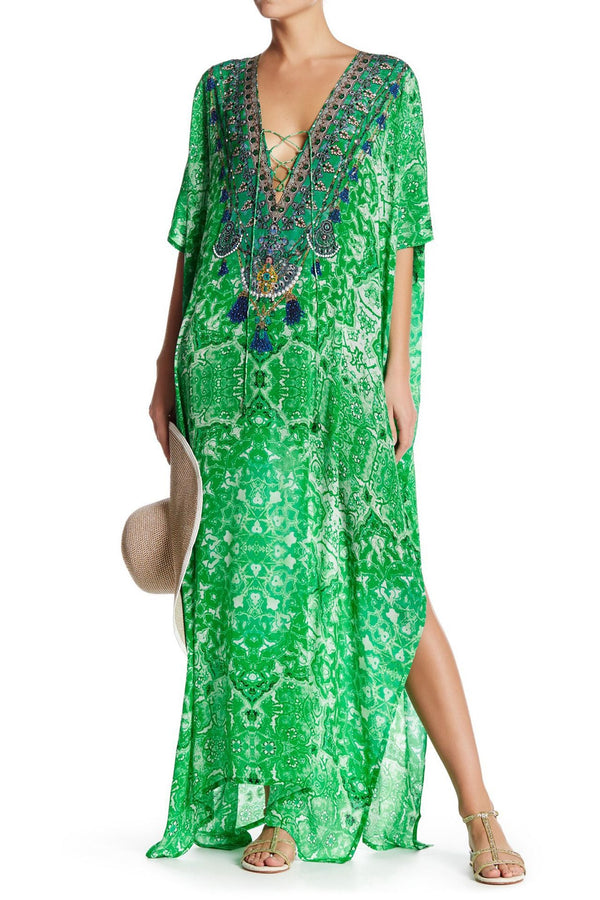  tropical dresses for vacation, cute vacation outfits, Shahida Parides, maxi kaftan,