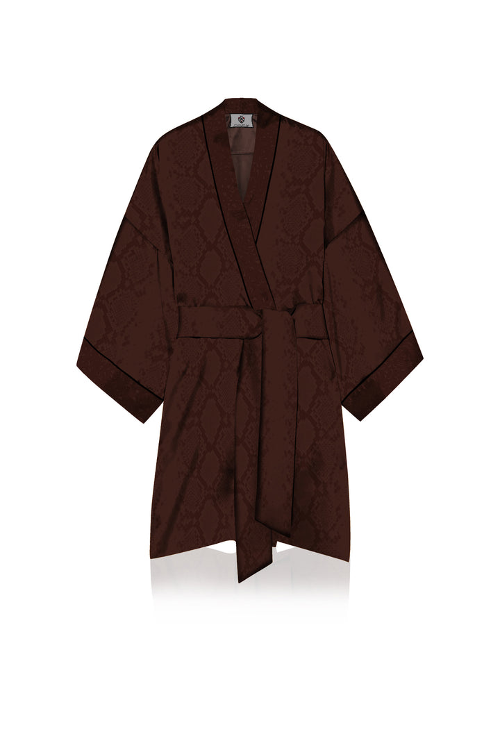 Short Length Robe Sustainable Kimono Glamour: Vegan Silk Short Robe – Kyle x Shahida