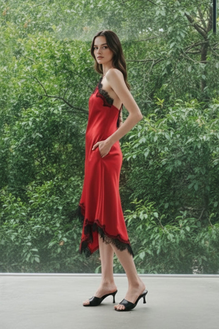 Shahida,
Lace trim midi slip dress,
Lace midi slip dress,
Lace detail slip dress,