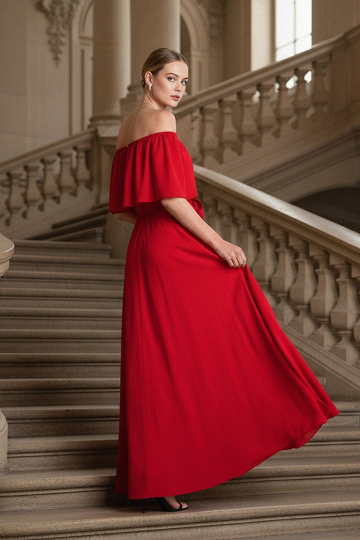 maxi designer dress Heavenly Kissed Draped Satin Maxi Dress
