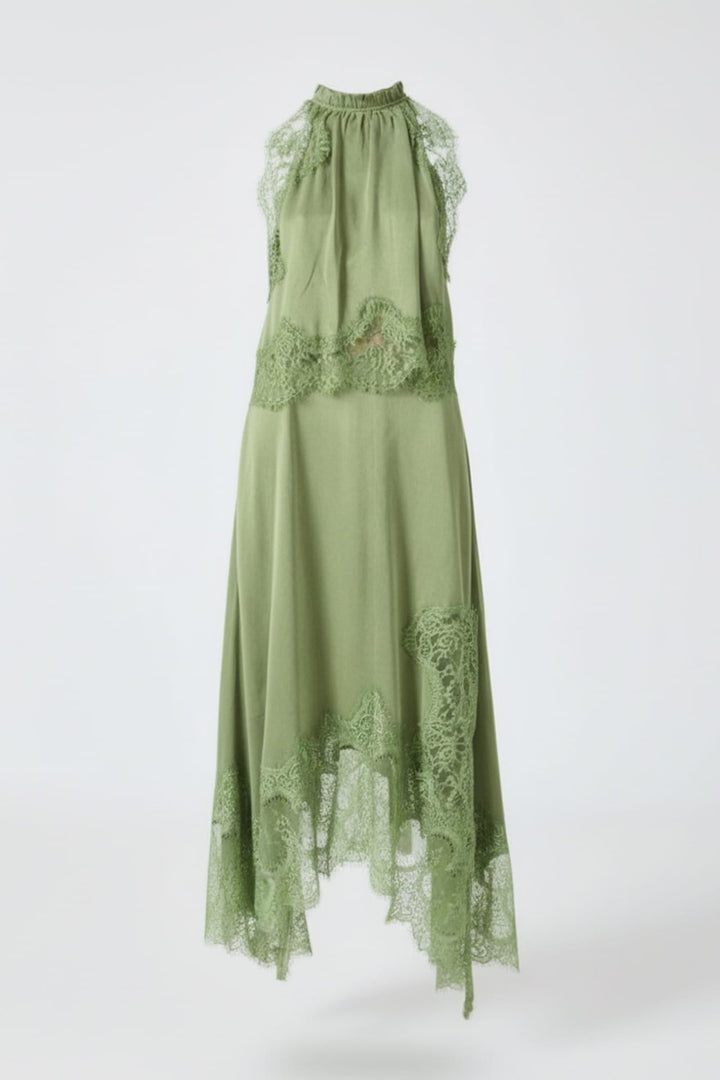 Shahida Parides,
women’s lace trim dress,
lace hem midi dress,
elegant lace trim midi dress,