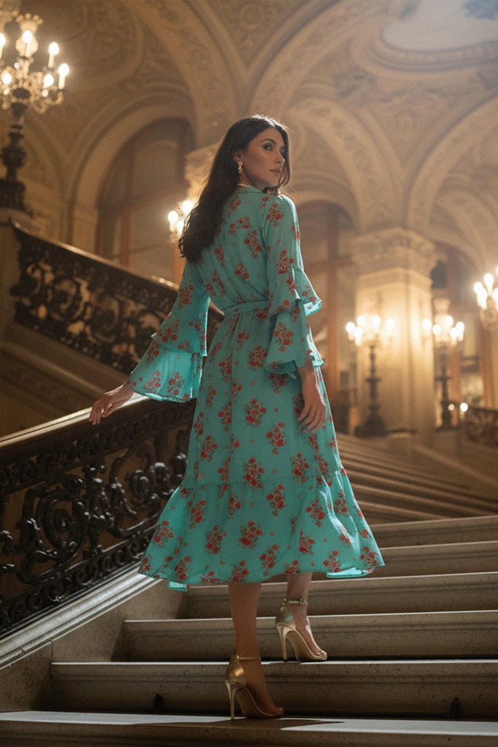 Chic floral embroidered shirt dress with floral motifs, Shahida,