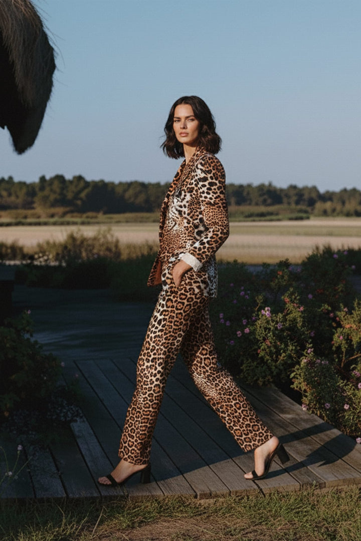 Power outfit featuring tailored animal print jacket, shahida-kyle-richards,