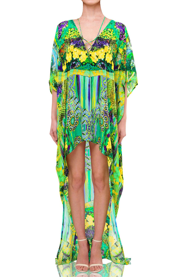Green Hi-Low Kaftan Dress