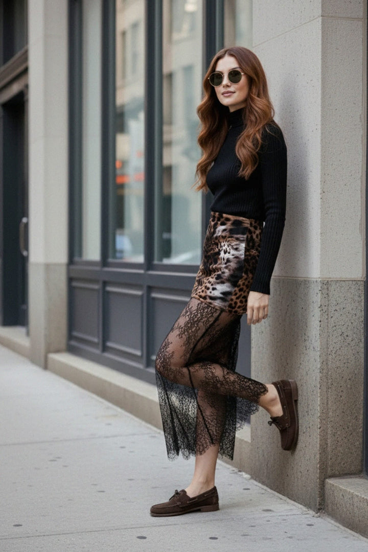 Shahida Parides,
Sophisticated lace fashion,
Effortless glamour outfit,
Statement maxi skirt look,