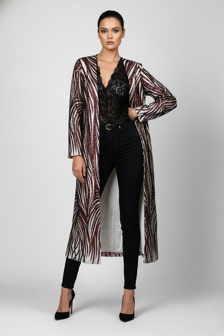 Designer long coat for events, Sequin long coat, Kyle X Shahida,
