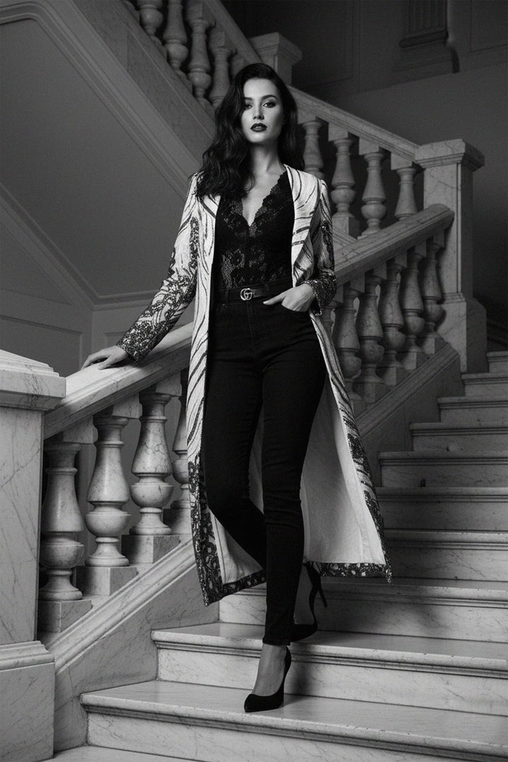 Kyle X Shahida, Fashion sequin trench, Luxe statement outerwear,