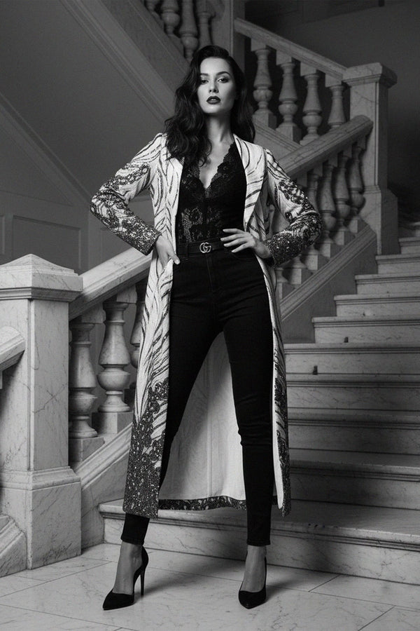 Kyle X Shahida, Long sequin jacket,
Elegant long coat,