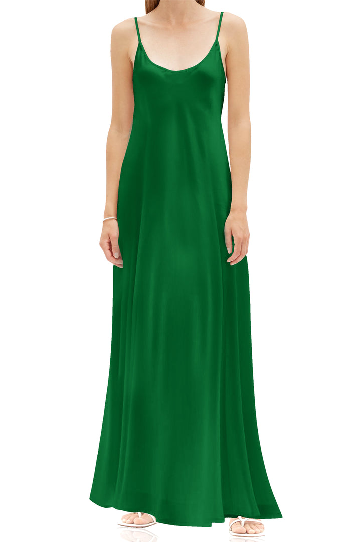 Designer Silk Cami Dress Long | Green Maxi Slip Dress | Kyle X Shahida M Designer Silk Cami Dress Long | Green Maxi Slip Dress | Kyle X Shahida M