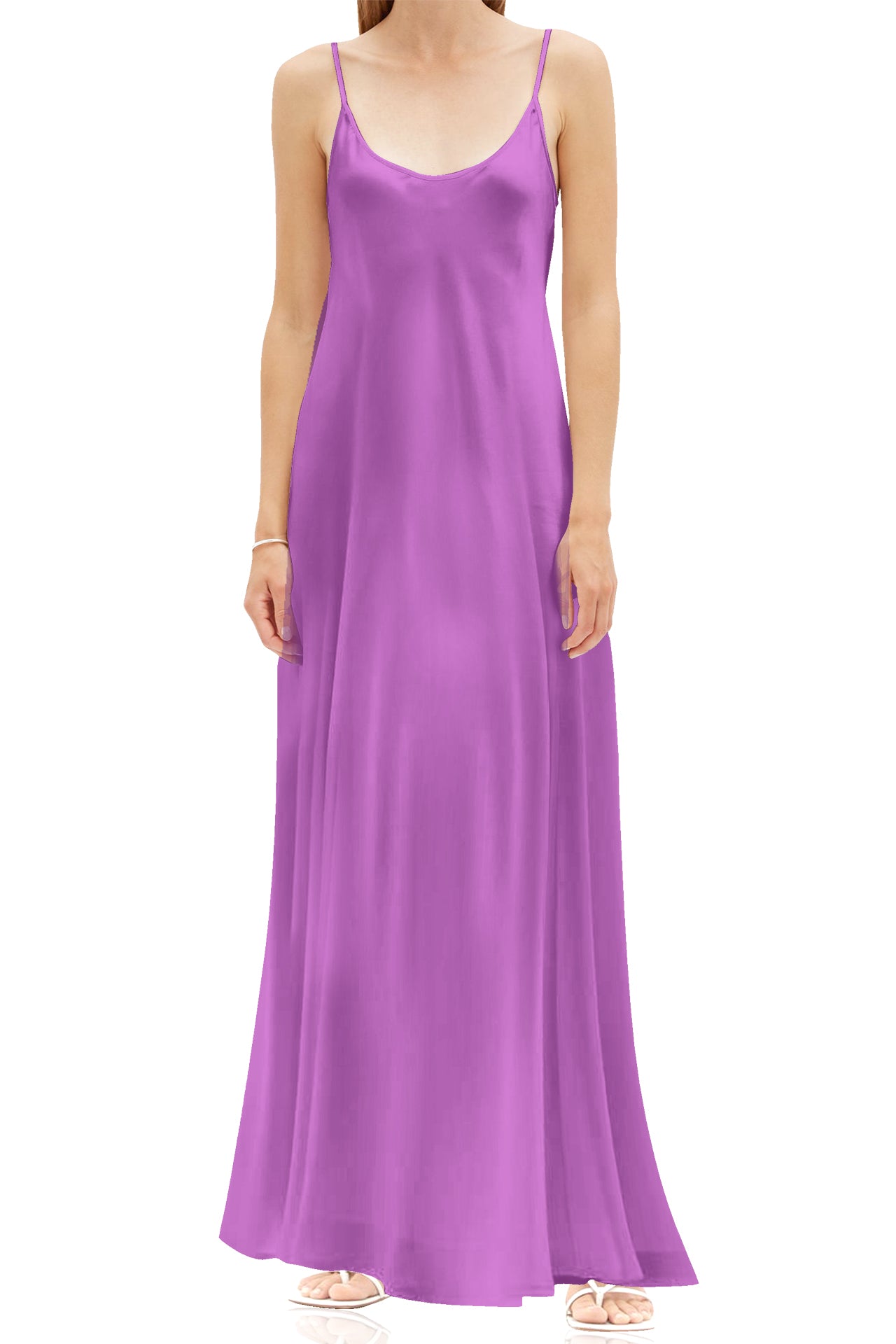 "slip dress purple" "long camisole dress" "Kyle X Shahida" "long silk slip dress"