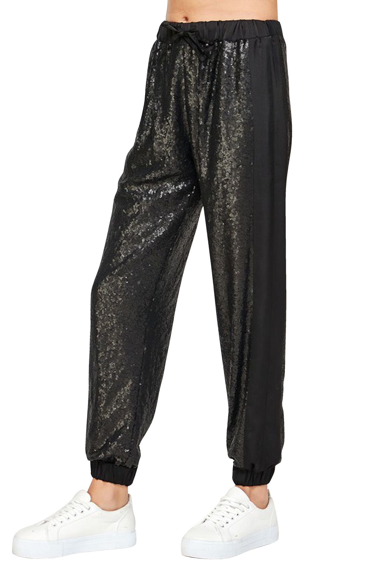 Designer Joggers With Sequins, Sequin Joggers Black
