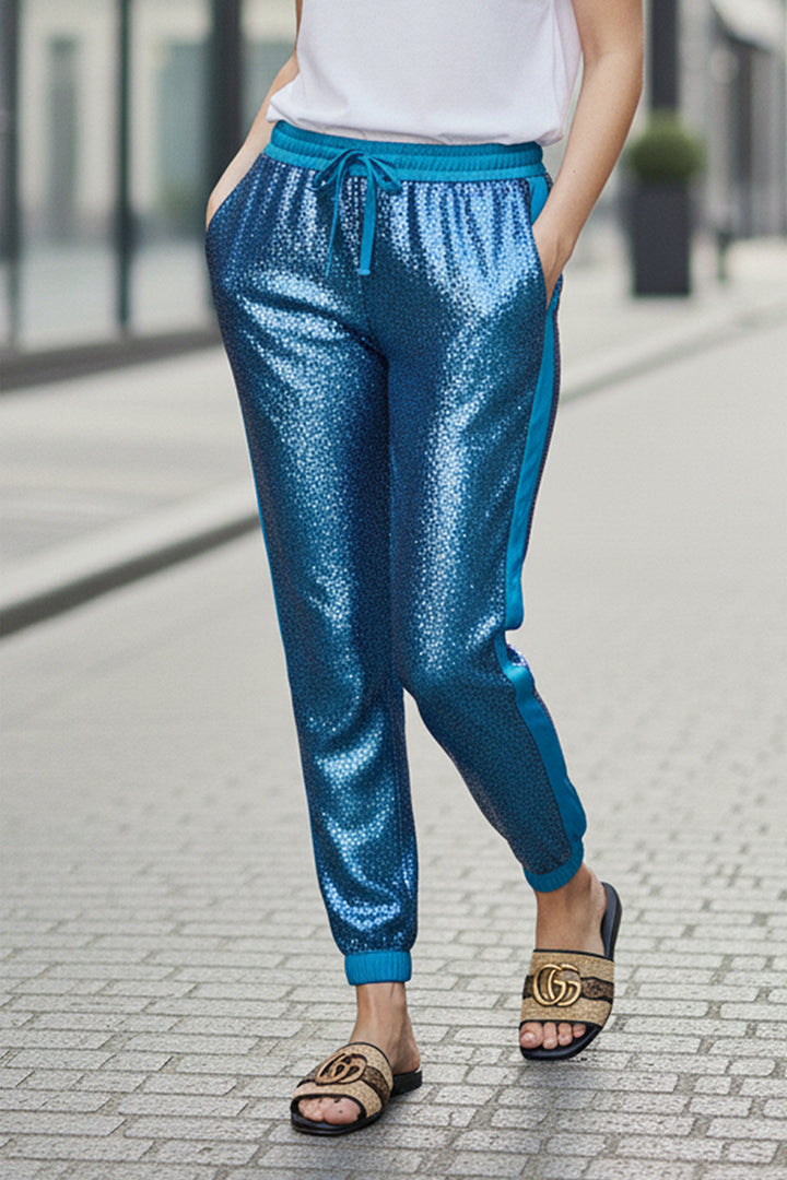 "womens sequin joggers" "Kyle X Shahida" "jogger sequin pants" "sequin jogger pants women" "sequin joggers womens"