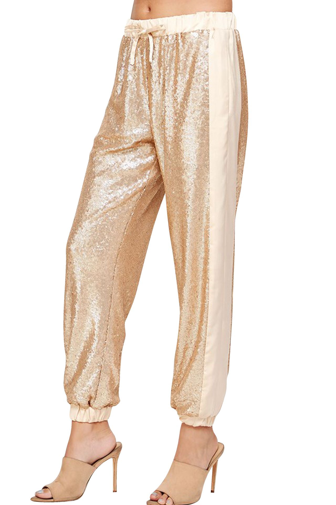 "sequin pants jogger" "sequin jogging bottoms" "Kyle X Shahida" "plus size sequin jogger pants" "sequins joggers"