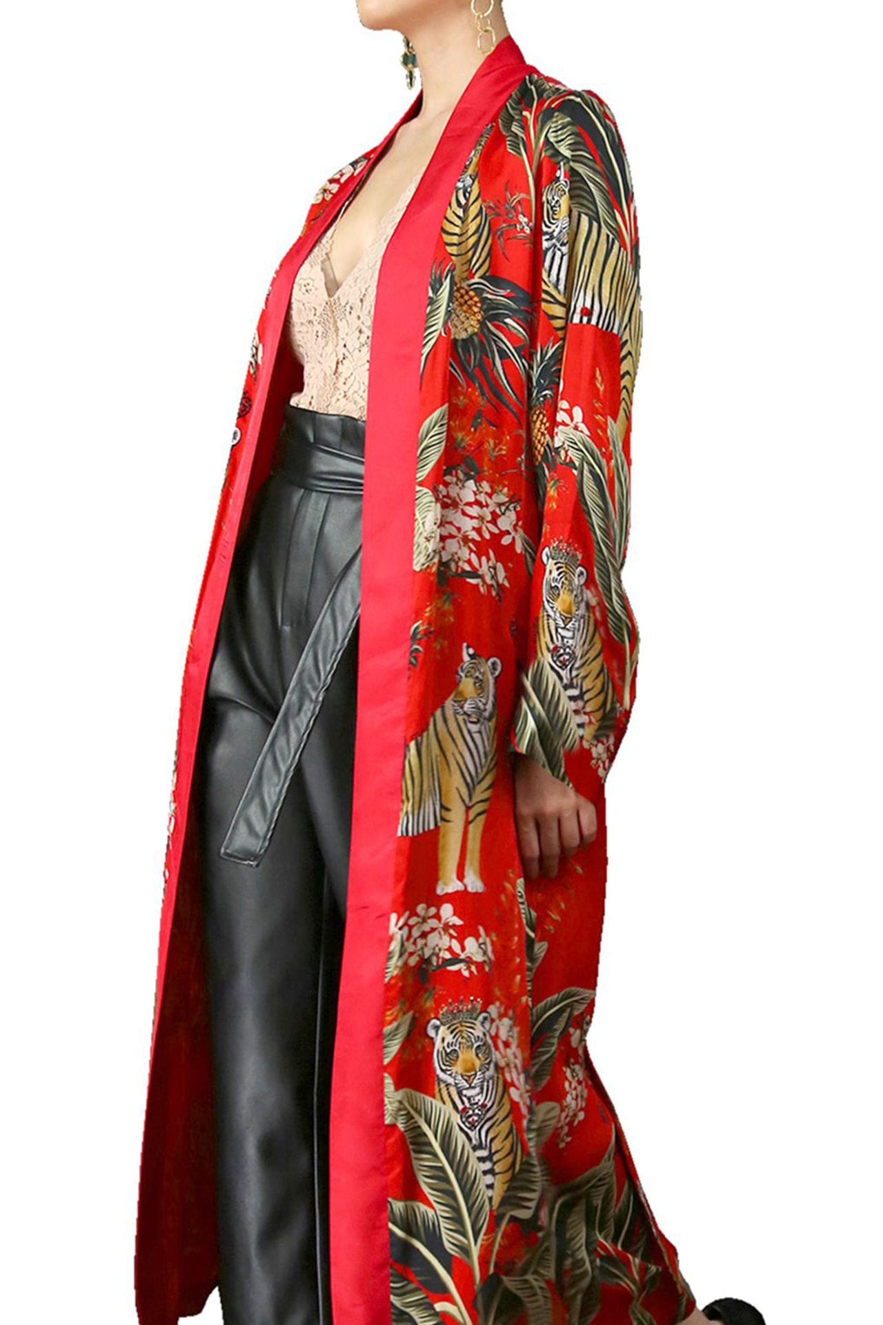 "Kyle X Shahida" "womens long kimono robe," "womens long kimono robe" "animal print robe" "plus size kimono" "womens long kimono"