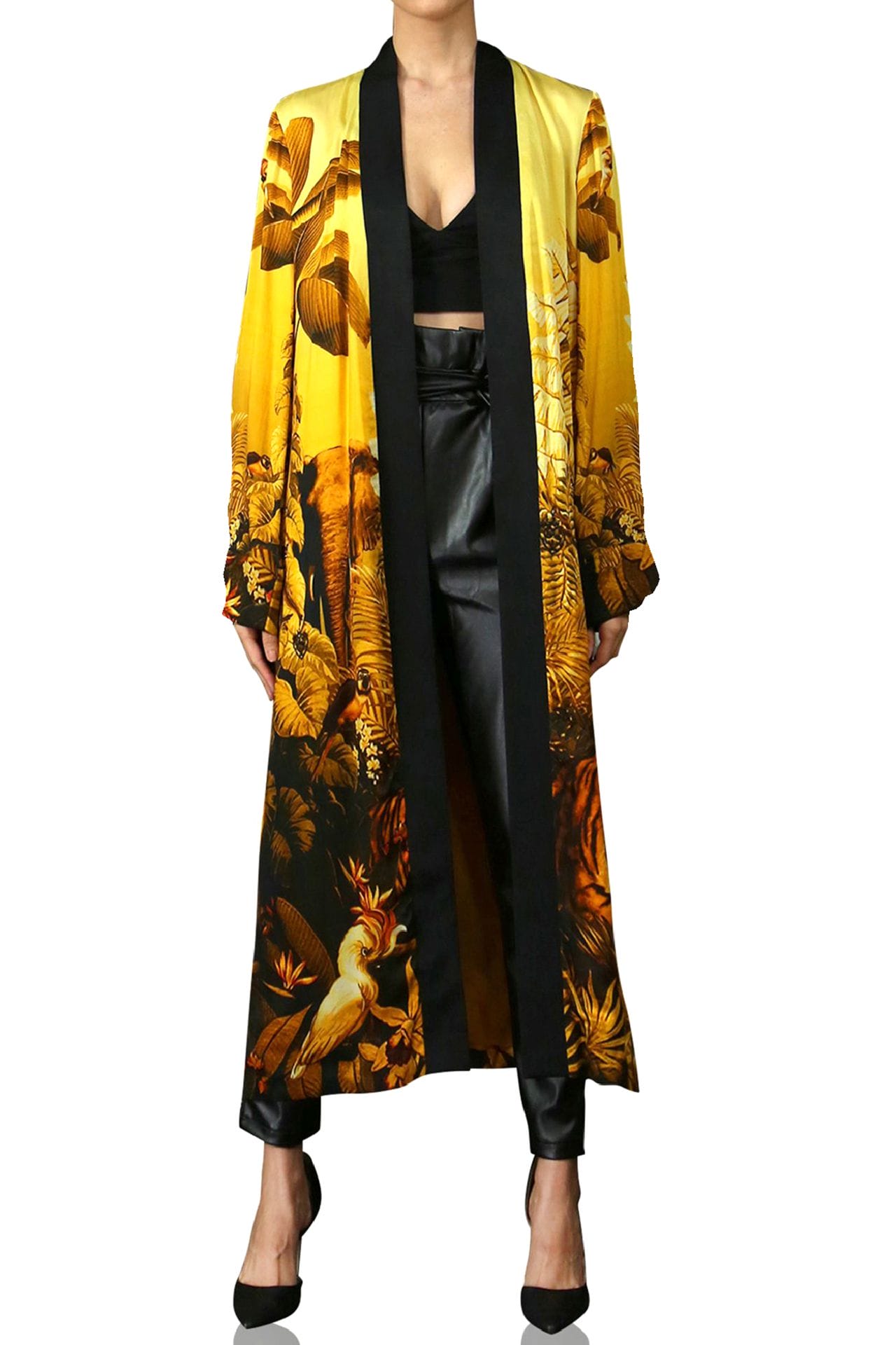 "Kyle X Shahida" "kimono silk robes for women" "100 silk robe" "ladies silk kimono robe" "yellow silk robe"