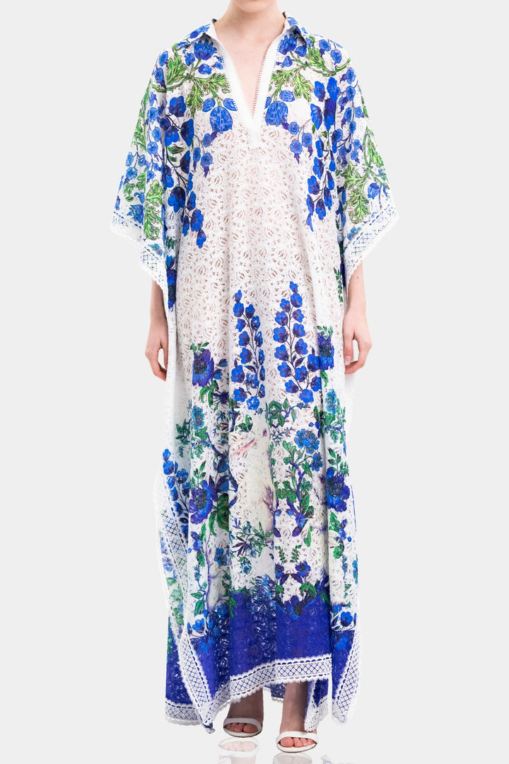 Designer Laceup Kaftan Dress in Cotton