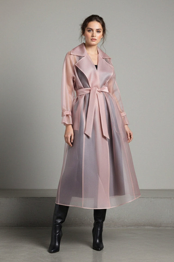 Transparent organza trench coat for events, Shahida,