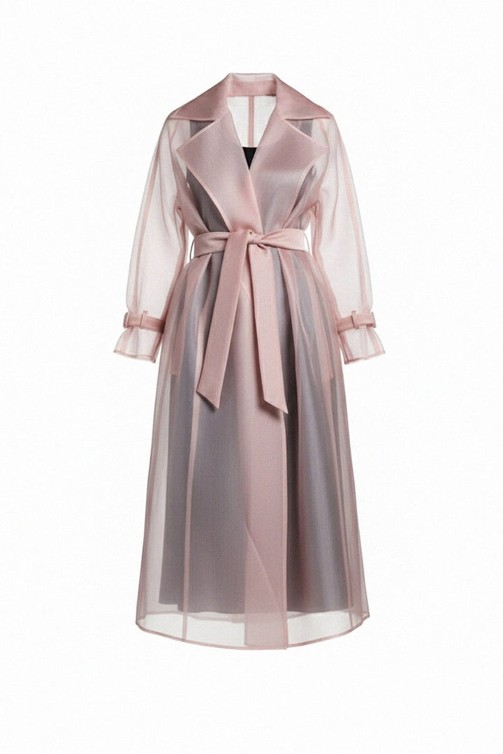 Lightweight transparent organza trench coat, Shahida,
