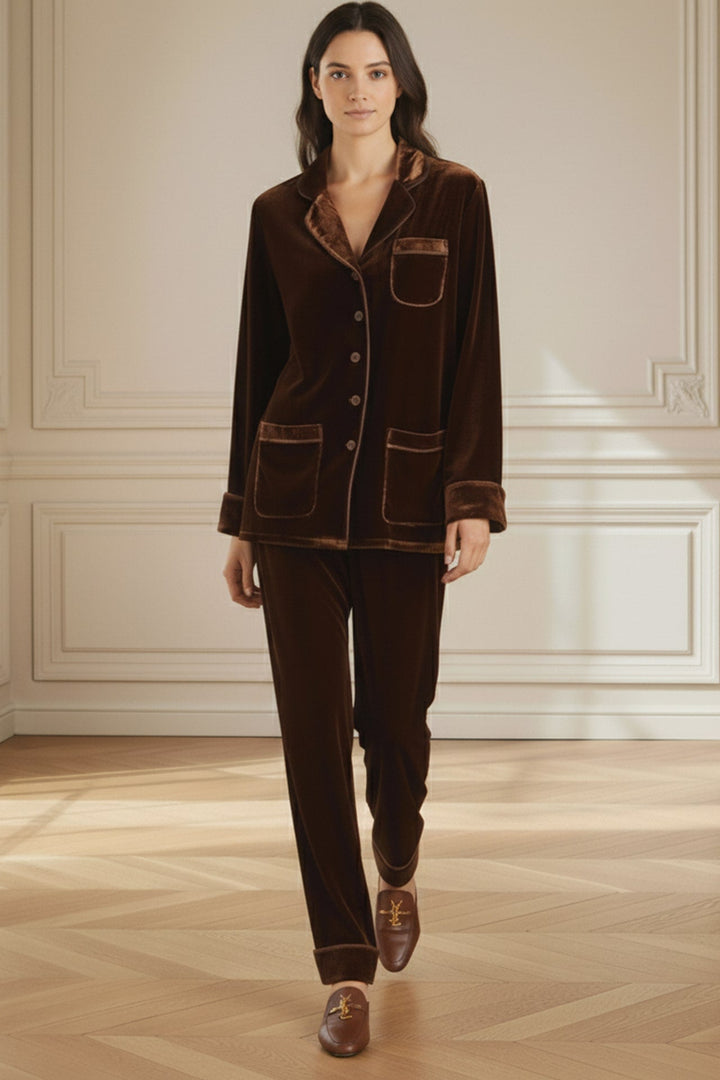 Shahida Parides Velvet Pajama Set for Women,  Luxury Loungewear