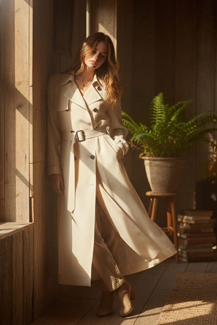 Shahida Parides,
minimalist trench coat,
designer maxi coat,
formal long coat,