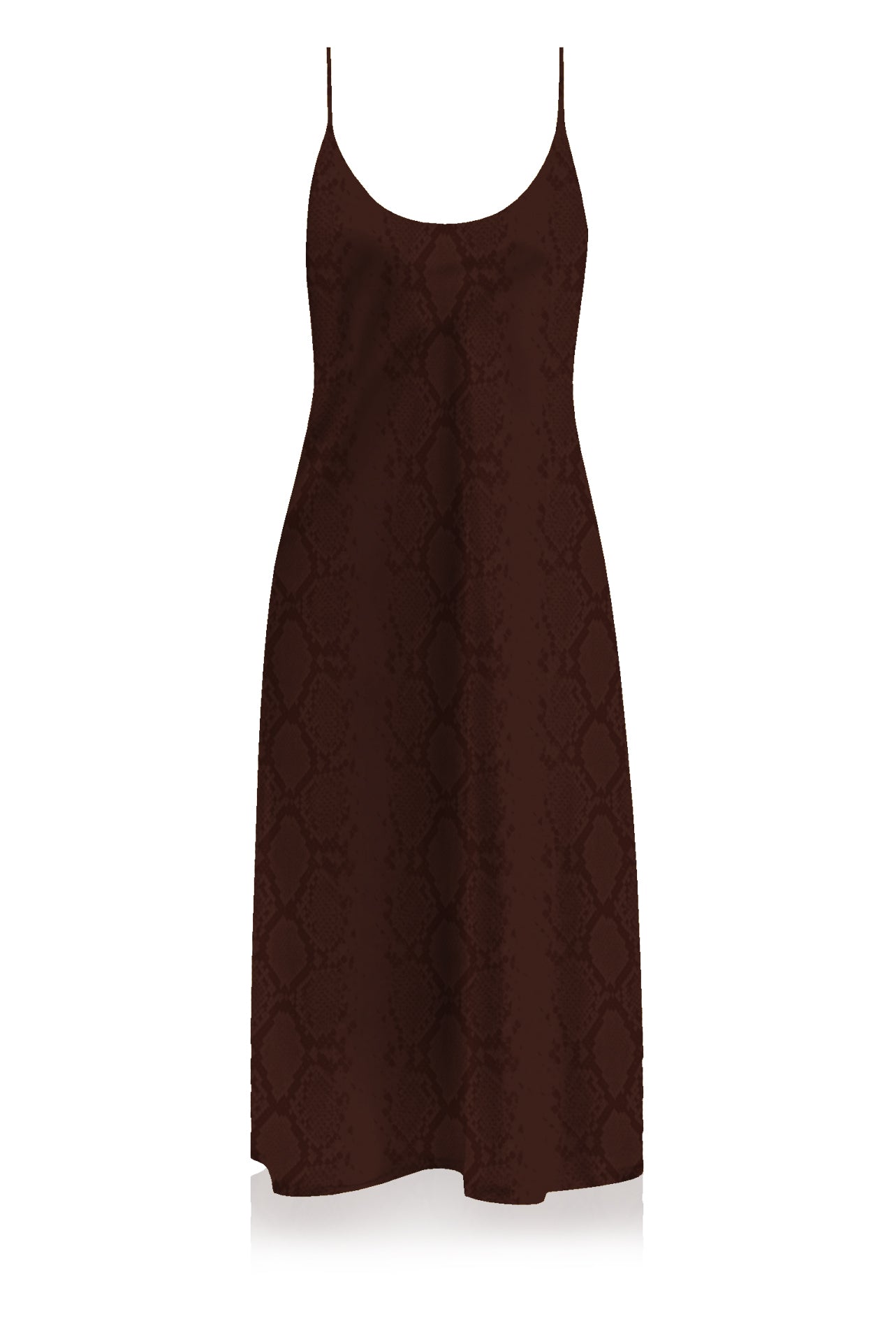 Camisole Midi Slip Dress in Brown