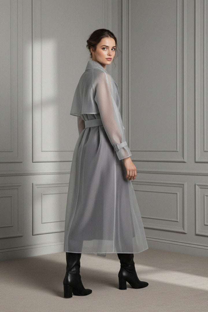 organza coat over dress Ivory Embroidered Organza Jacket with Linen Dress XL