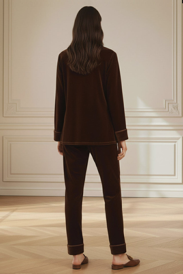 Soft velvet pajama set women, Designer nightwear set