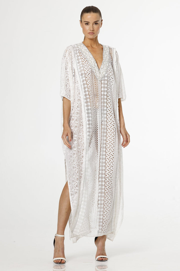 pure cotton kaftan dress Tie Dye Pure Cotton Kaftan Dress: V-Neck Loungewear, One Size