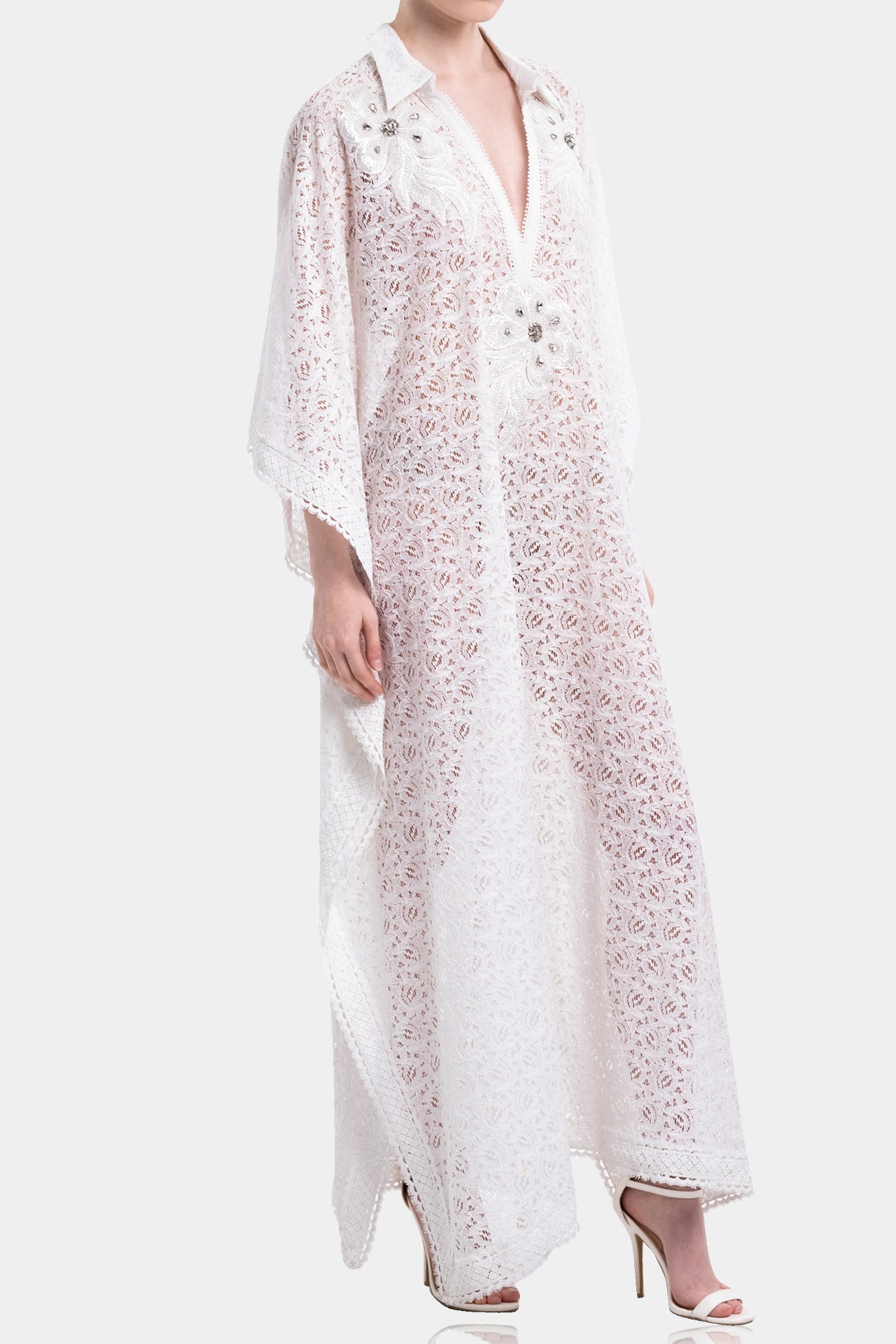 White Cotton Kaftan Dress