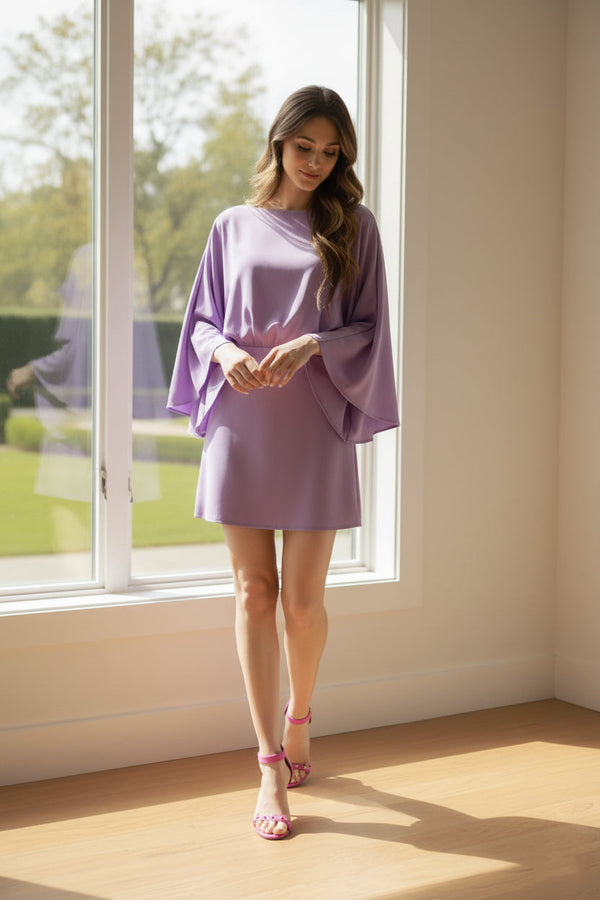 crew neck long flared sleeve mini dress,
long sleeve crew neck mini dress,
flared sleeve mini dress, Shahida Parides,