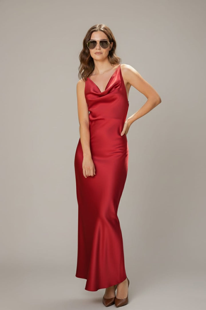 Sexy Cowl Neck Crisscross Back Gown | Evening Wear for Women - Shahida S Sexy Cowl Neck Crisscross Back Gown | Evening Wear for Women - Shahida S
