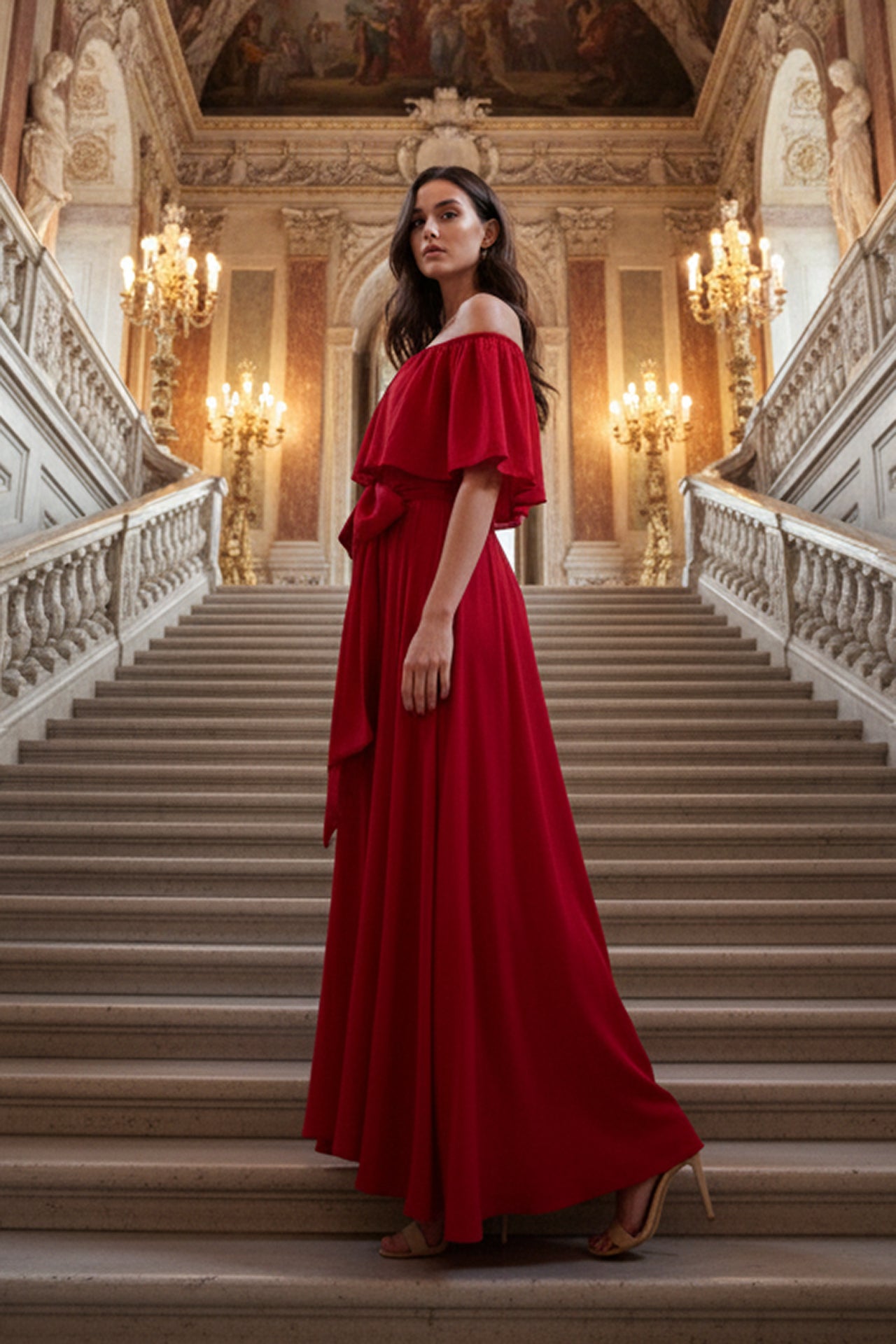 Long Flowing Red Dress for Women