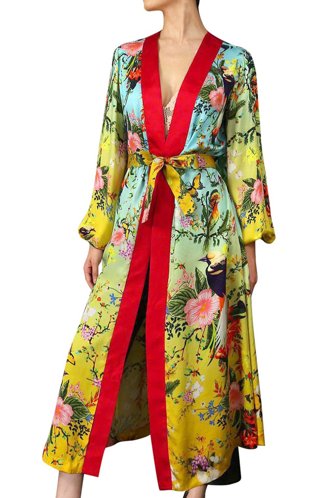 "silk kimono robe womens" "silk green robe" "Kyle X Shahida" "robe dress silk"  "yellow silk kimono robe" "robe silk kimono"