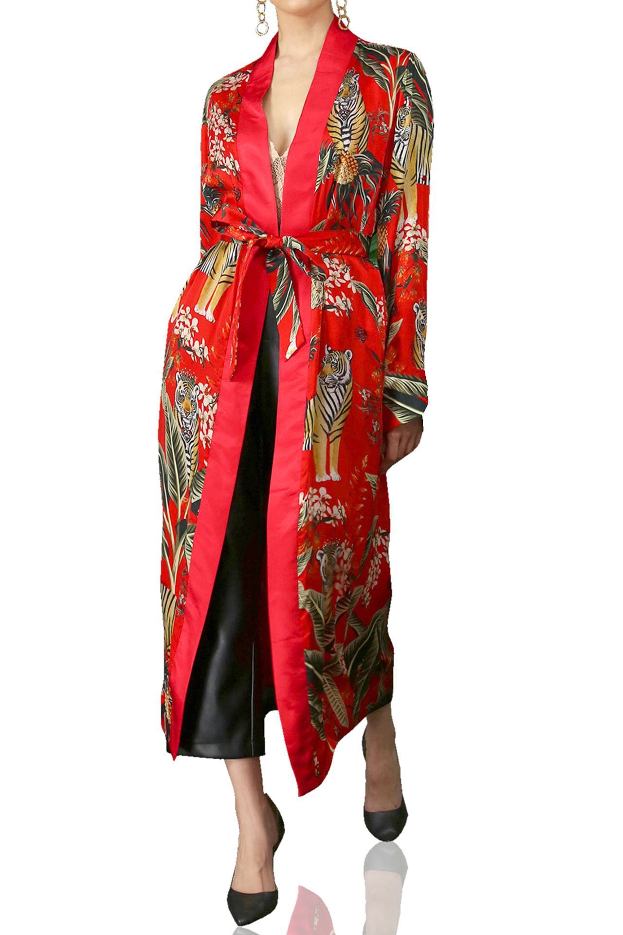 "Kyle X Shahida" "animal print kimono" "kimono silk robes for women"  "silk robes for women" "silk kimono for women"
