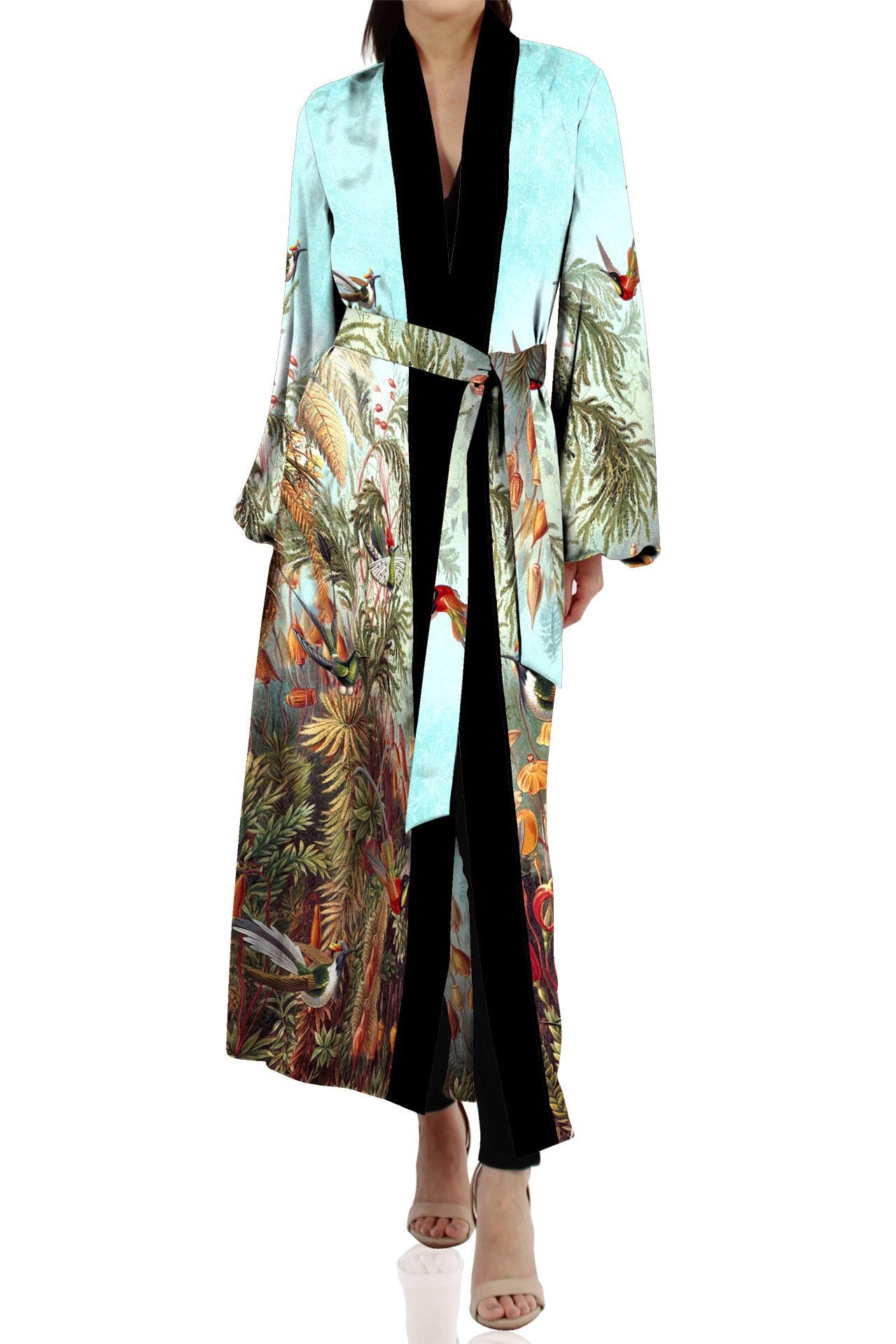 "Kyle X Shahida" "womens long kimono robe" "silk robes and kimonos" "long kimono robe womens" 