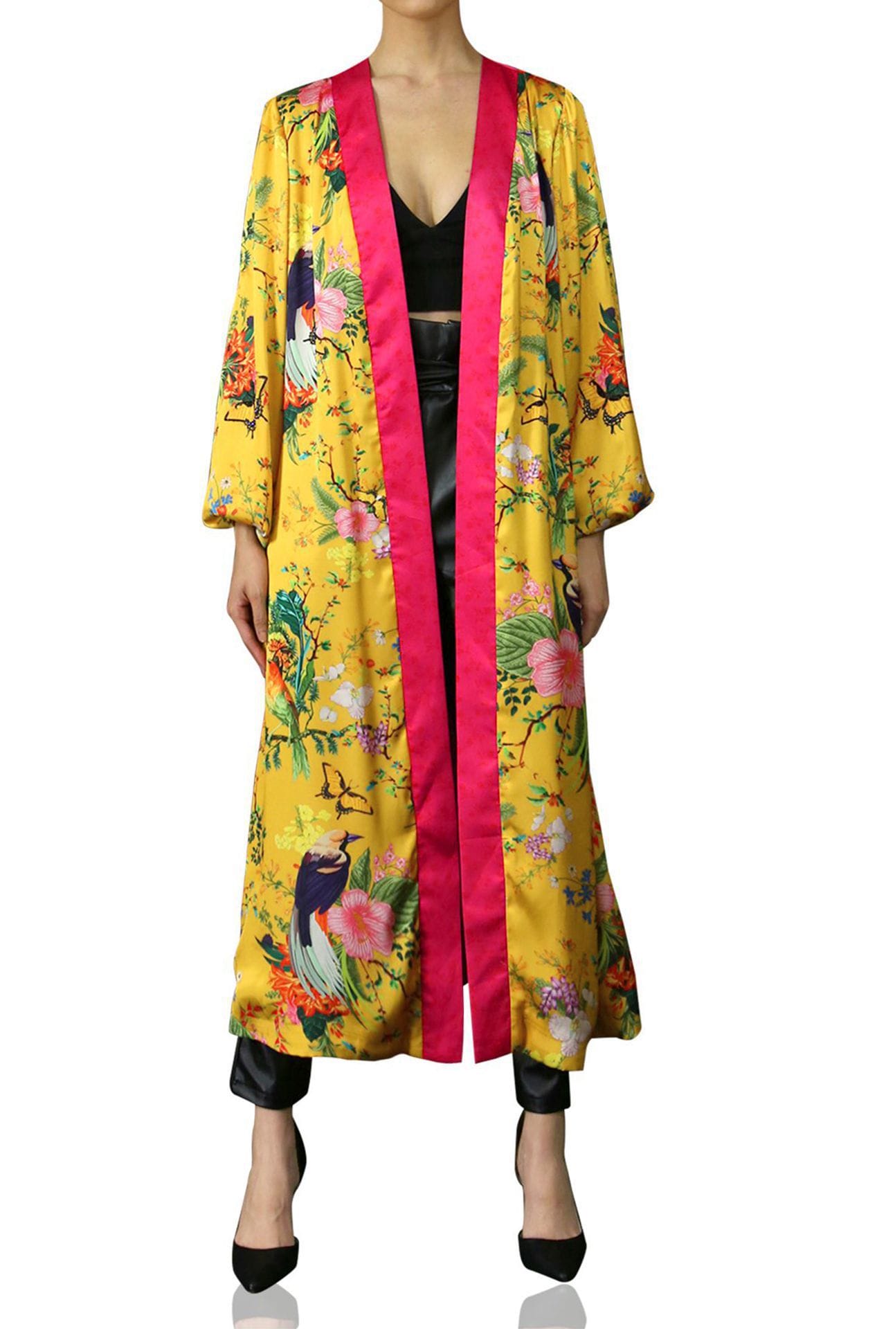 "Kyle X Shahida" "kimono silk robe women's" "beautiful kimono"  "plus size long kimono" "yellow silk kimono robe" "sexy silk robe"
