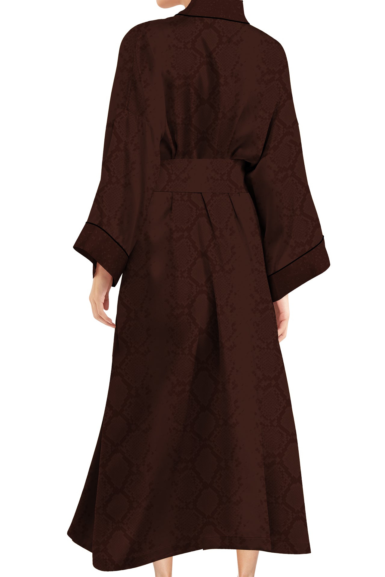 Kimono Solid Brown Robe in Midi Length