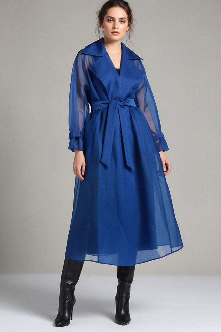 sheer coat over dress Luxury Transparent Trench Coat | Designer Organza Outerwear