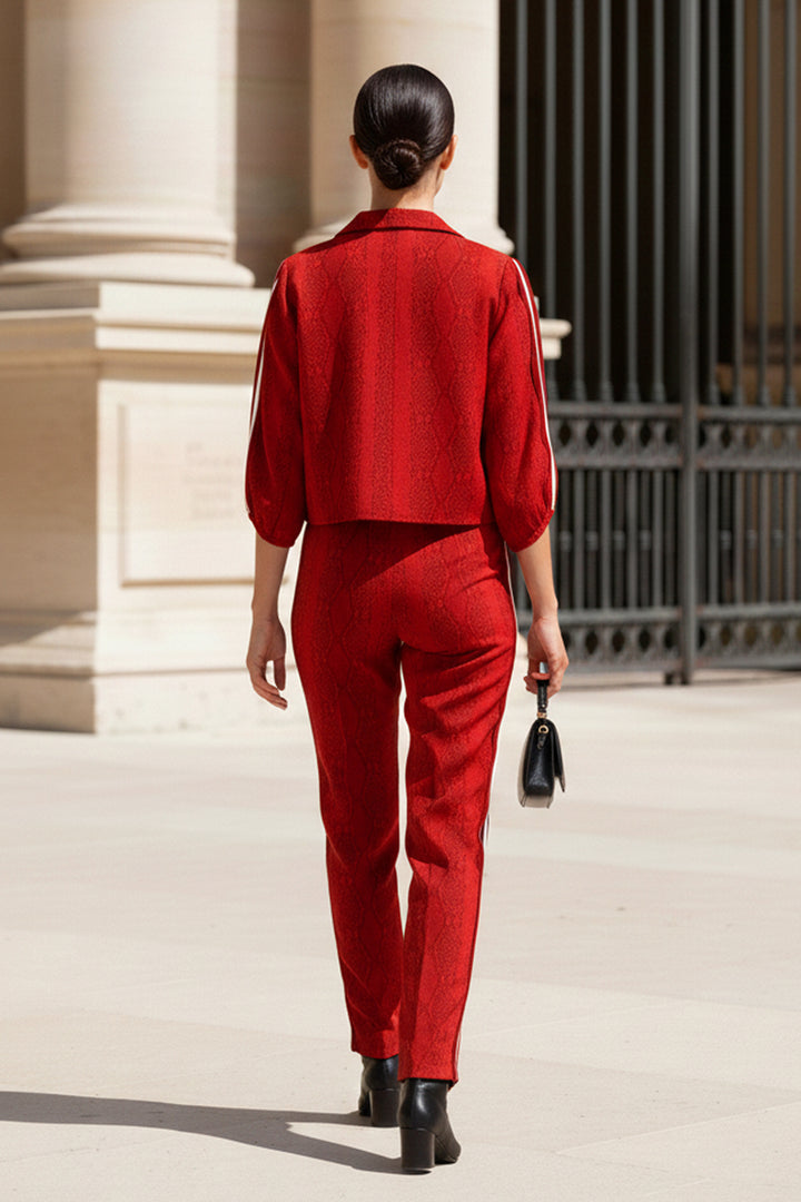 silk tracksuit, designer, womens tracksuit, Kyle Richard, blood stone, cupro, vegan silk, luxury, stylish, solid, eco friendly, comfortable, fashion, outfit, womens